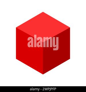 Red 3d Geometric Cube Icon Stock Vector