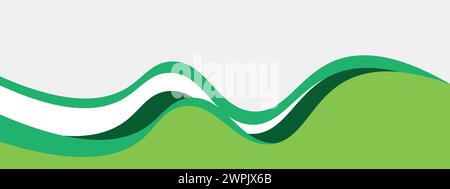 Abstract dark green gradient banner template with dynamic background curve shapes. Modern light green business webinar banner design for web, brochure Stock Vector