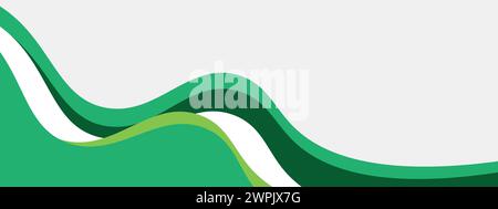 Abstract dark green gradient banner template with dynamic background curve shapes. Modern light green business webinar banner design for web, brochure Stock Vector