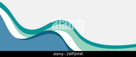 Abstract steel blue and teal banner template with dynamic background curve shapes. Modern dark turquoise business webinar banner design web, brochure Stock Vector