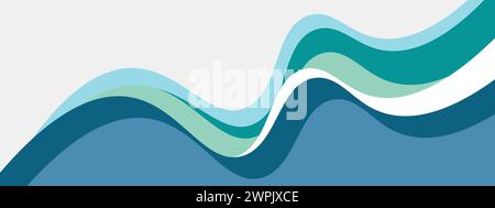 Abstract steel blue and teal banner template with dynamic background curve shapes. Modern dark turquoise business webinar banner design web, brochure Stock Vector