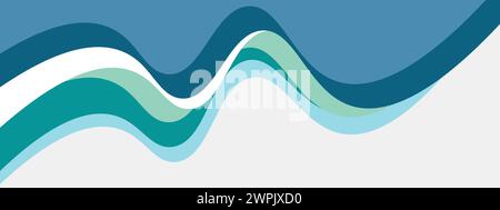 Abstract steel blue and teal banner template with dynamic background curve shapes. Modern dark turquoise business webinar banner design web, brochure Stock Vector
