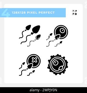 Fertility black glyph icons set on white space Stock Vector