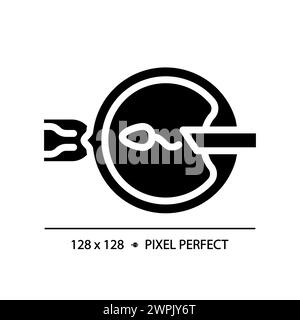 Intracytoplasmic sperm injection black glyph icon Stock Vector