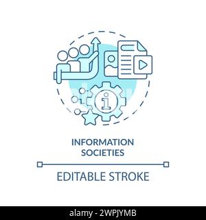 Information societies soft blue concept icon Stock Vector