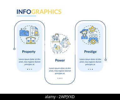 Factors of social stratification blue rectangle infographic template Stock Vector
