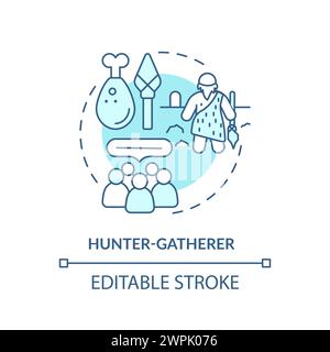 Hunter gatherer soft blue concept icon Stock Vector