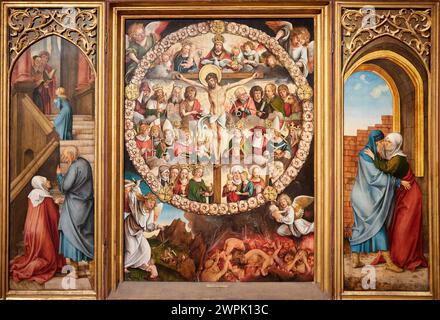 'Triptych of the Rosary', Tabla central, antes de 1510 y Alas laterales 1513, Hans Suess von Kulmbach, Thyssen Bornemisza Museum, Madrid, Spain , Euro Stock Photo