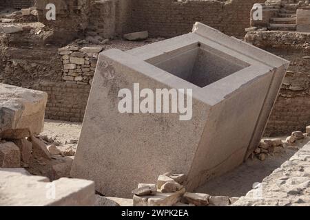 Fallen Naos at the ruins of Ancient Yebu, Elephantine Island, Aswan, Egypt Stock Photo