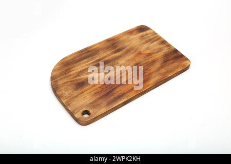 hand crafted wooden kitchen ware isolated on white background Stock Photo