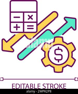 Calculating supply and demand RGB color icon Stock Vector