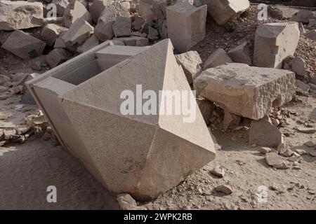 Fallen Naos at the ruins of Ancient Yebu, Elephantine Island, Aswan, Egypt Stock Photo