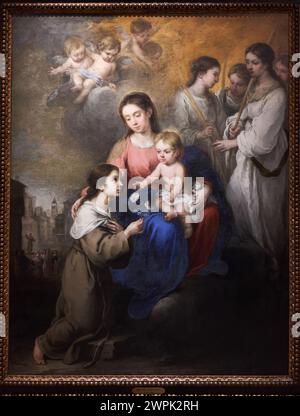 Bartolomé Esteban Murillo (1617-1682), The Virgin and Child with Saint Rose of Viterbo, hacia 1670 Stock Photo