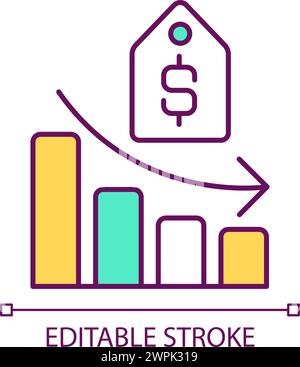 Supply curve RGB color icon Stock Vector