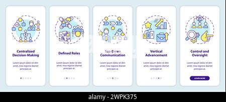 Hierarchical structure onboarding mobile app screen Stock Vector