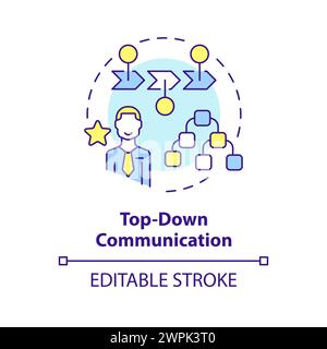 Top-down communication multi color concept icon Stock Vector
