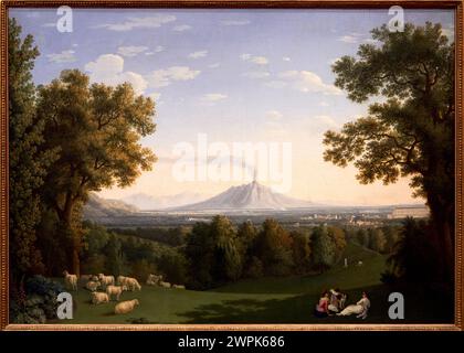 Jacob Philipp Hackert, Prenzlau, 1737-San Pietro di Careggi, 1807, Landscape with the Palace at Caserta and Vesuvius, 1793 Stock Photo