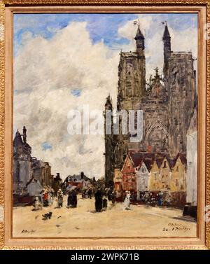 Eugène Boudin, Honfleur, 1824-Deauville, 1898, The Square of the Church of Saint Vulfran in Abbeville, 1884 Stock Photo