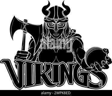 Viking Female Gladiator Cricket Warrior Woman Stock Vector