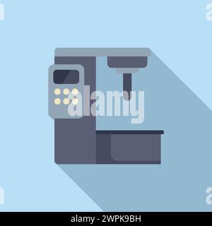 Press cnc machine icon flat vector. Computer design. Tool laser electric Stock Vector