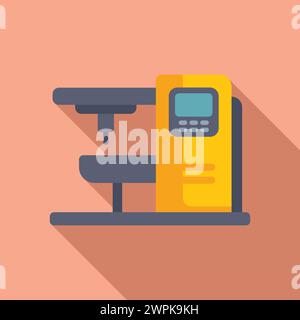 Control machine cnc icon flat vector. Drill mill controller. Construction flash Stock Vector