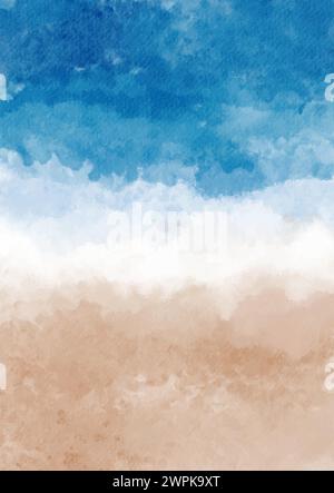Hand painted watercolour abstract beach themed background Stock Vector