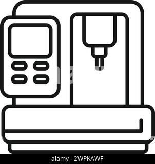 Cnc machine icon outline vector. Mill controller. Tool press industry Stock Vector