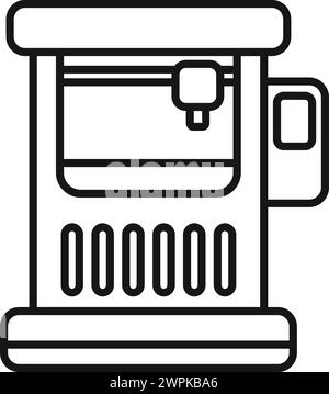 Automated cnc machine icon outline vector. Printer control. Equipment flash gear Stock Vector