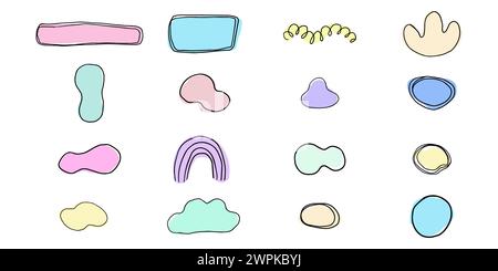 Organic blob soft shape y2k abstract comic element with line decoration, frame or border trendy isolared on white background. Vector illustration Stock Vector