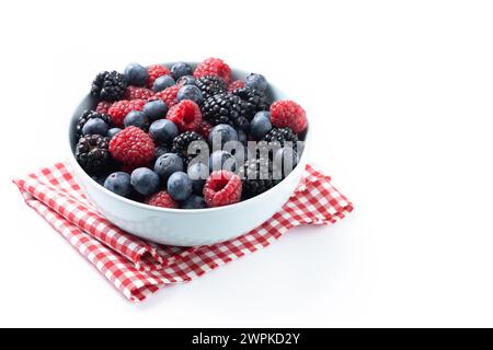 Fresh assortment berries isolated on white background Stock Photo