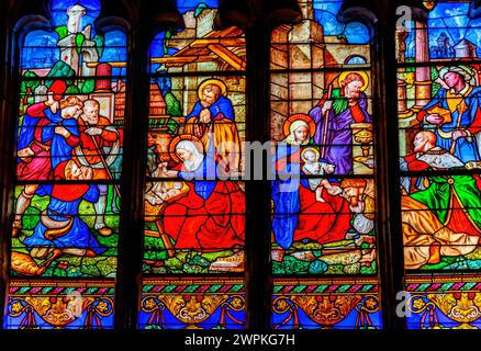 Nativity Mary Jesus Stained Glass Saint Bonaventure Basilica Lyo Stock Photo