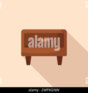Home interior vector. A bedside table with books, a clock, a lamp. An element of the interior of the room. Bookshelf. Bedside table. Stock Vector