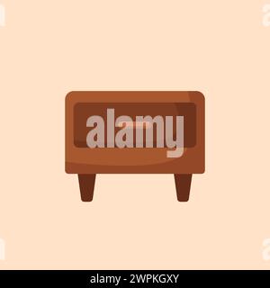 Home interior vector. A bedside table with books, a clock, a lamp. An element of the interior of the room. Bookshelf. Bedside table. Stock Vector