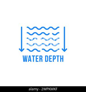 linear water depth icon with arrows Stock Vector