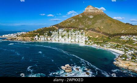 Aerial of the Lion's Head and Camps Bay, Cape Town, South Africa, Africa Stock Photo