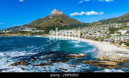 Aerial of the Lion's Head and Camps Bay, Cape Town, South Africa, Africa Stock Photo