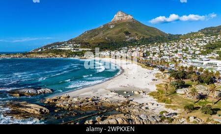 Aerial of the Lion's Head and Camps Bay, Cape Town, South Africa, Africa Stock Photo