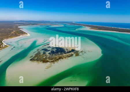 Aerial of the Langebaan Lagoon Marine Protected Area, West Coast National Park, Western Cape Province, South Africa, Africa Stock Photo