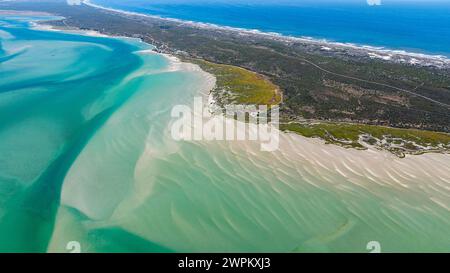 Aerial of the Langebaan Lagoon Marine Protected Area, West Coast National Park, Western Cape Province, South Africa, Africa Stock Photo