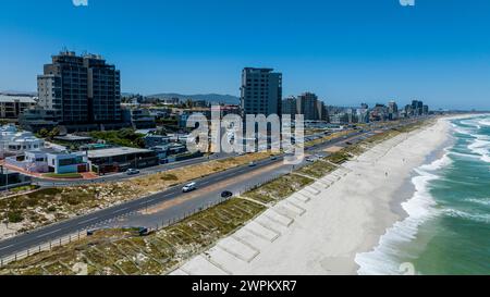 Aerial of Bloubergstrand Beach, Table Bay, Cape Town, South Africa, Africa Stock Photo