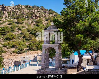 Bell Tower at Saint John the Baptist Holy Orthodox Chapel of Thyme, Kos Island, Dodecanese, Greek Islands, Greece, Europe Stock Photo