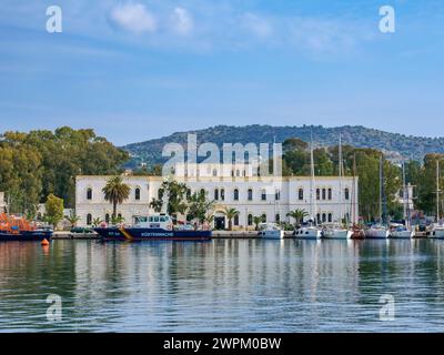 Waterfront of Lakki Town, Leros Island, Dodecanese, Greek Islands, Greece, Europe Stock Photo