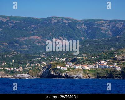 View towards Evdilos, Icaria Island, North Aegean, Greek Islands, Greece, Europe Stock Photo