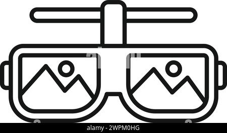 Vr googles icon outline vector. Minimal control design. App museum camera Stock Vector