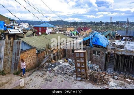Houses in Bukavu city, Democratic Republic of the Congo (DRC) (Congo), Africa Stock Photo