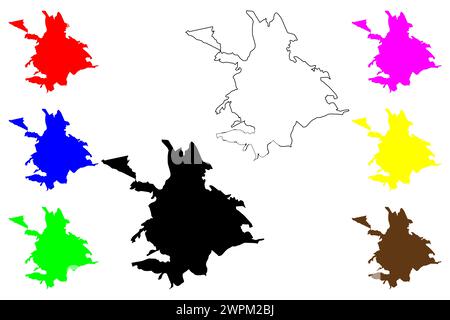 Ipatinga city (Federative Republic of Brazil, Minas Gerais state) map vector illustration, scribble sketch Ipatinga map Stock Vector