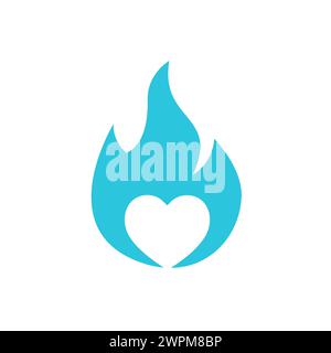 Fireheart, icon on white background. From blue icon set. Stock Vector
