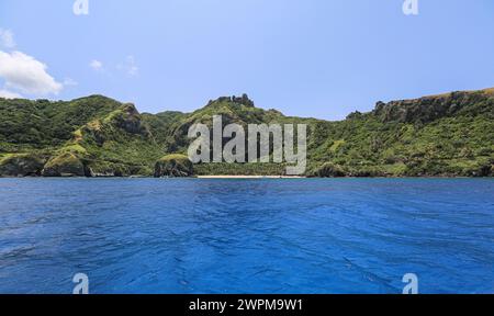 Batan, Philippines. Mar 8, 2024: Batanes cliffs provide natural defense in the country's northernmost islands, the nearest being 142 km away from southernmost point of Taiwan. PH Navy boost troops presence in strategically located islands with 119 new reservists + 76 recruits in training, an unpleasant deployment for Beijing accusing Manila of playing with fire. In 2023, Pres Marcos authorized American access to 4 other Philippine military bases (EDCA), 3 of them face Taiwan. PH & US militaries will conduct 2024 Balikatan naval exercise in Batanes & Palawan.Credit: Kevin Izorce/Alamy Live News Stock Photo