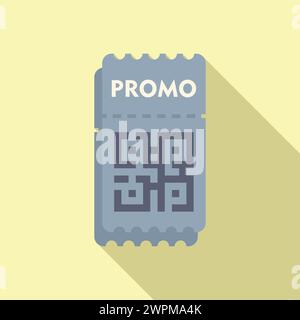 Promo qr code icon flat vector. Package rebate social. Food special ticket Stock Vector