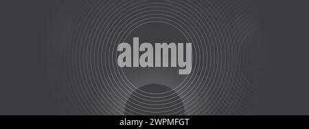 Abstract waving black circles lines technology white background. glowing lines shiny geometric shape technology concept, for banner, website, header Stock Vector